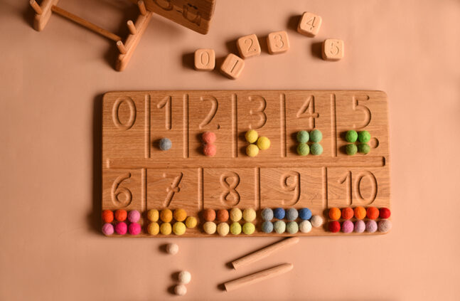 Lernbrett Zahlen Montessori Holz