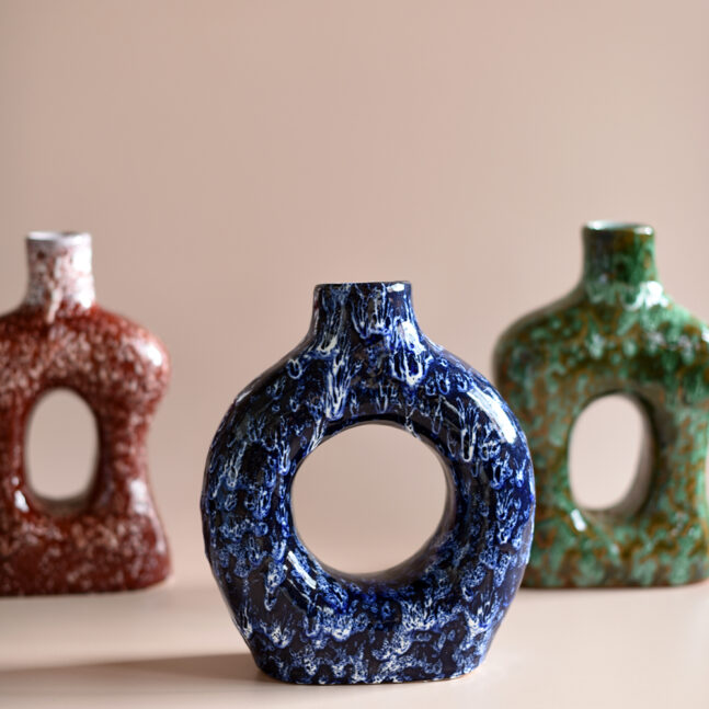 Vase Keramik Ton Farbig Lasur