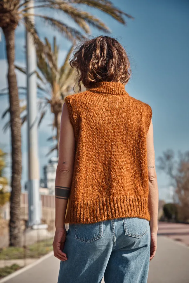 Ärmelloser Cardigan aus Mohair und Seide in Amber von L'envers