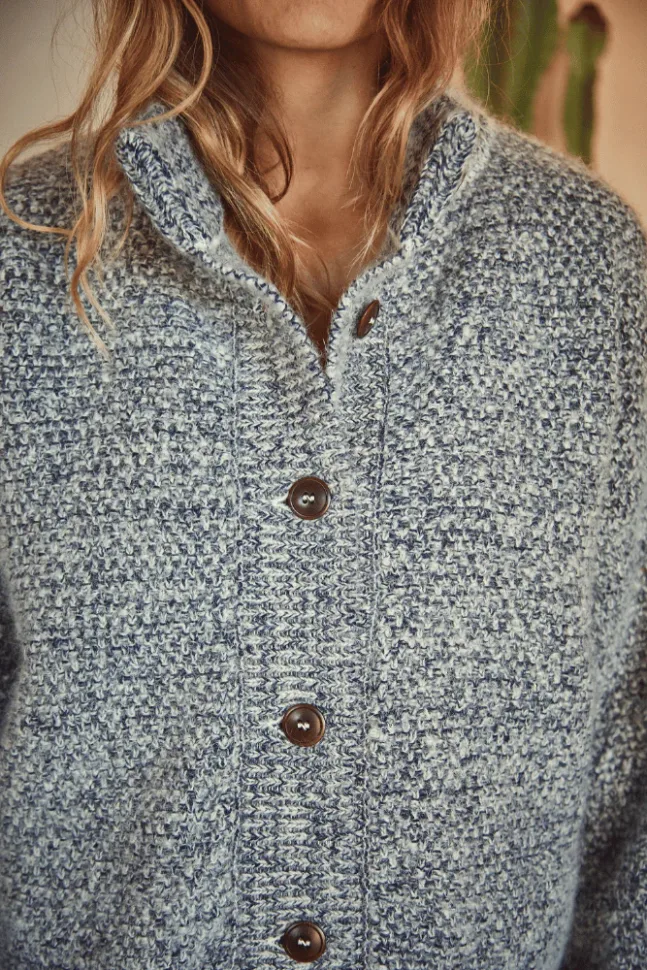 GEORGE Cardigan en laine bleu chiné par L'envers