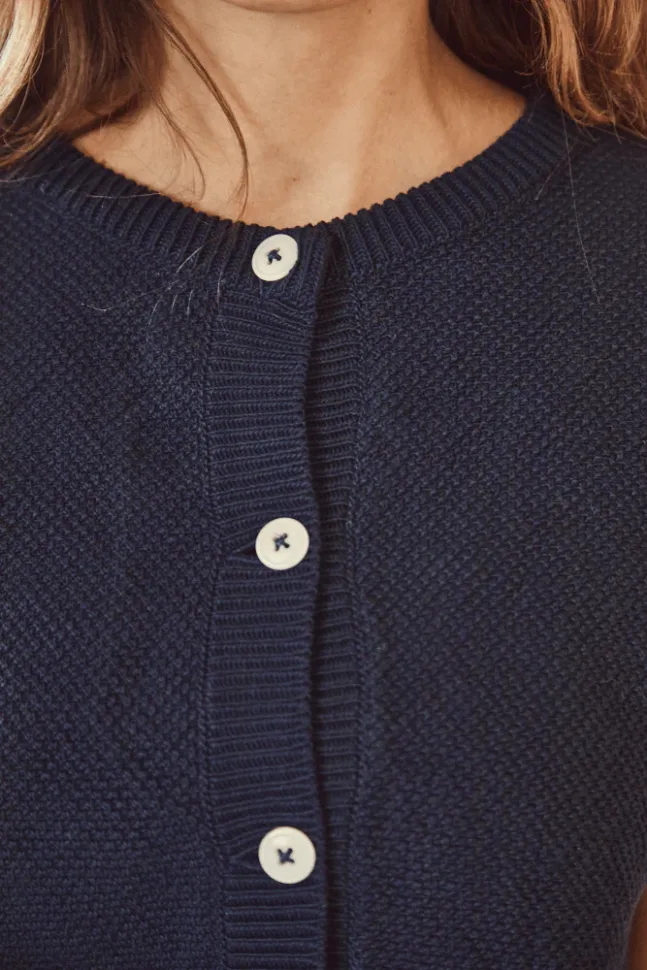 SARAH Kurzarm-Cardigan in Navy Blau von L'envers