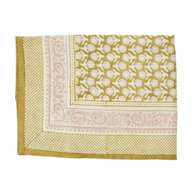 Nappe Isha Olive à imprimé floral par Bonheur du Jour Paris