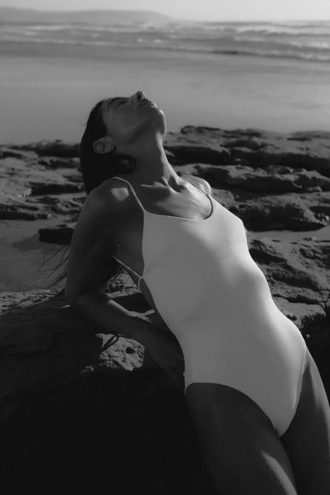 Aridane eco swimsuit in Foam und Black von NOW_THEN