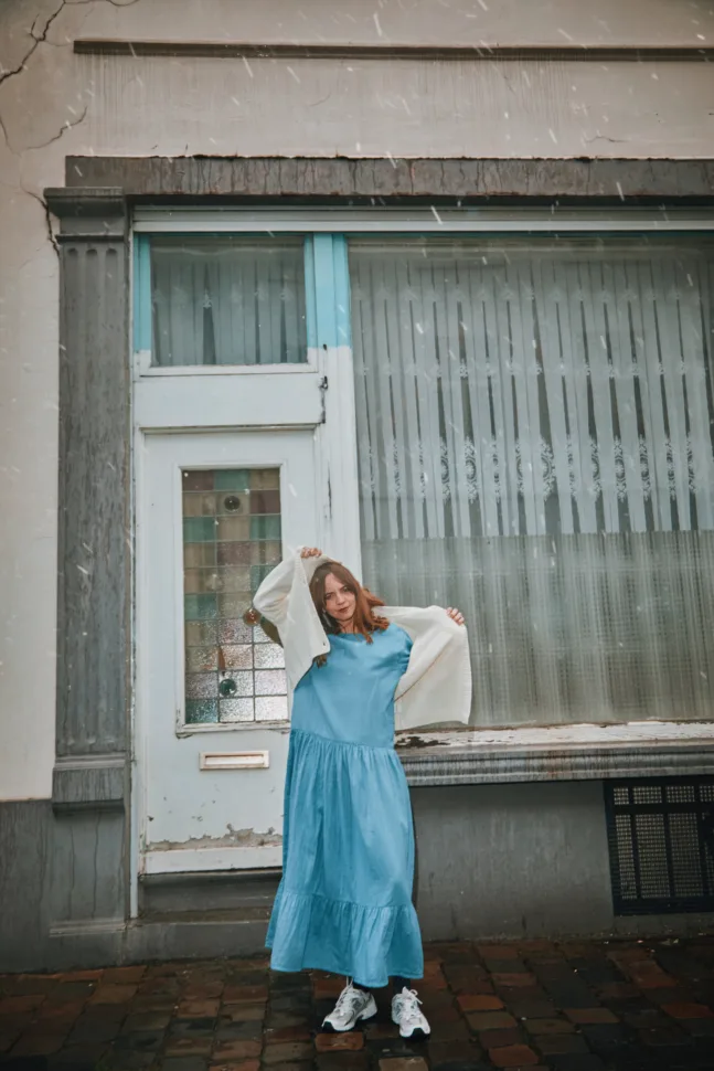 Salopette bleu clair et noir par poudreorganic