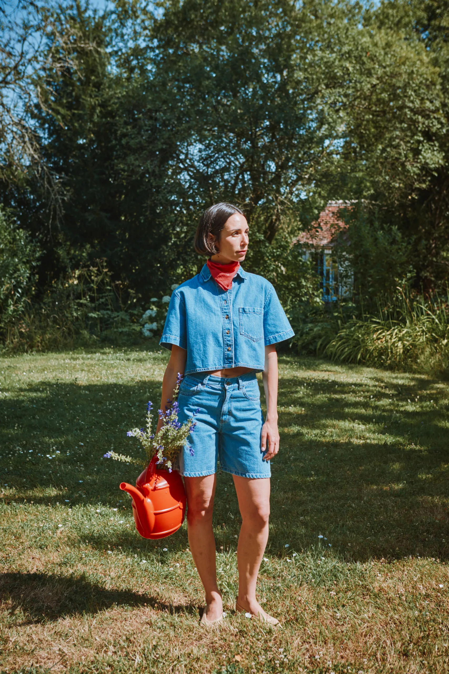 Chemise CARVI + Short VETIVER 7 Chemise CARVI in Denim von poudreorganic